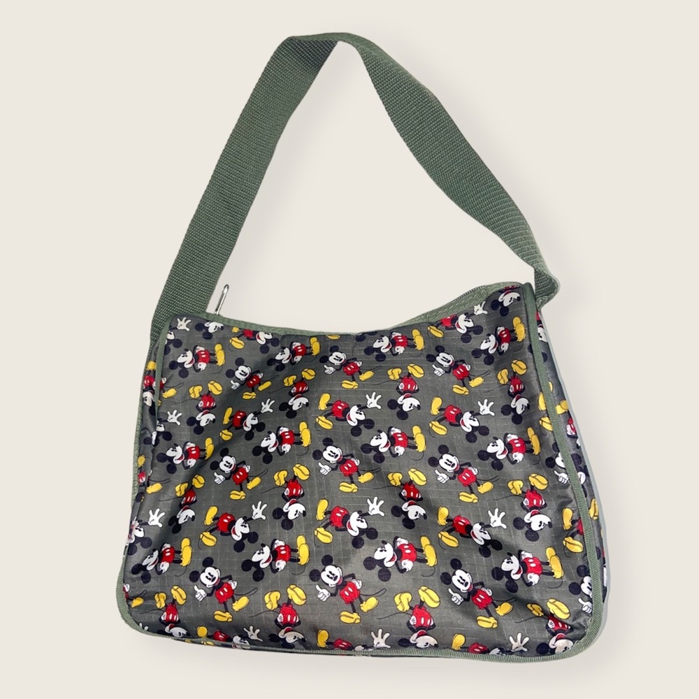 Disney Mickey Mouse Purse Olive Green 9 x 10 in Nylon Wide Strap